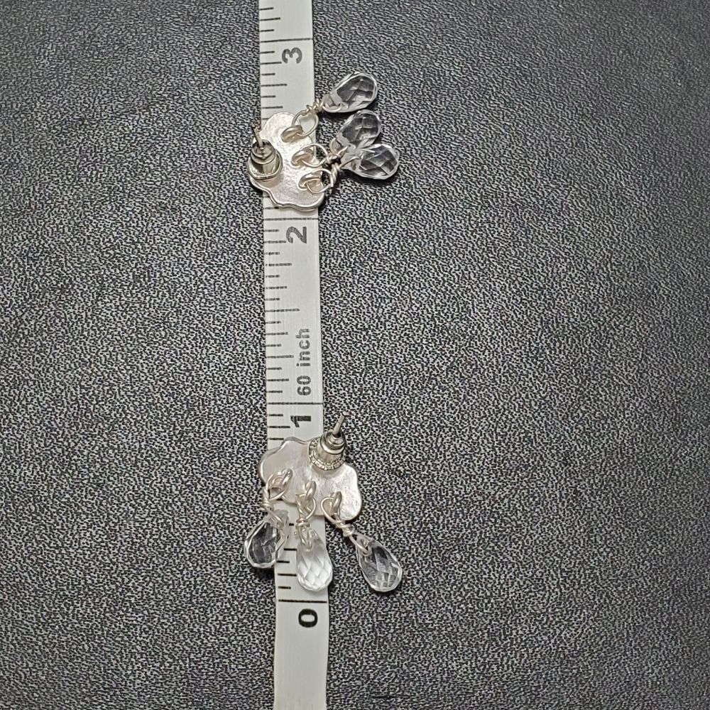 Silver tone raindrop cloud earrings clear - Picture 5 of 7